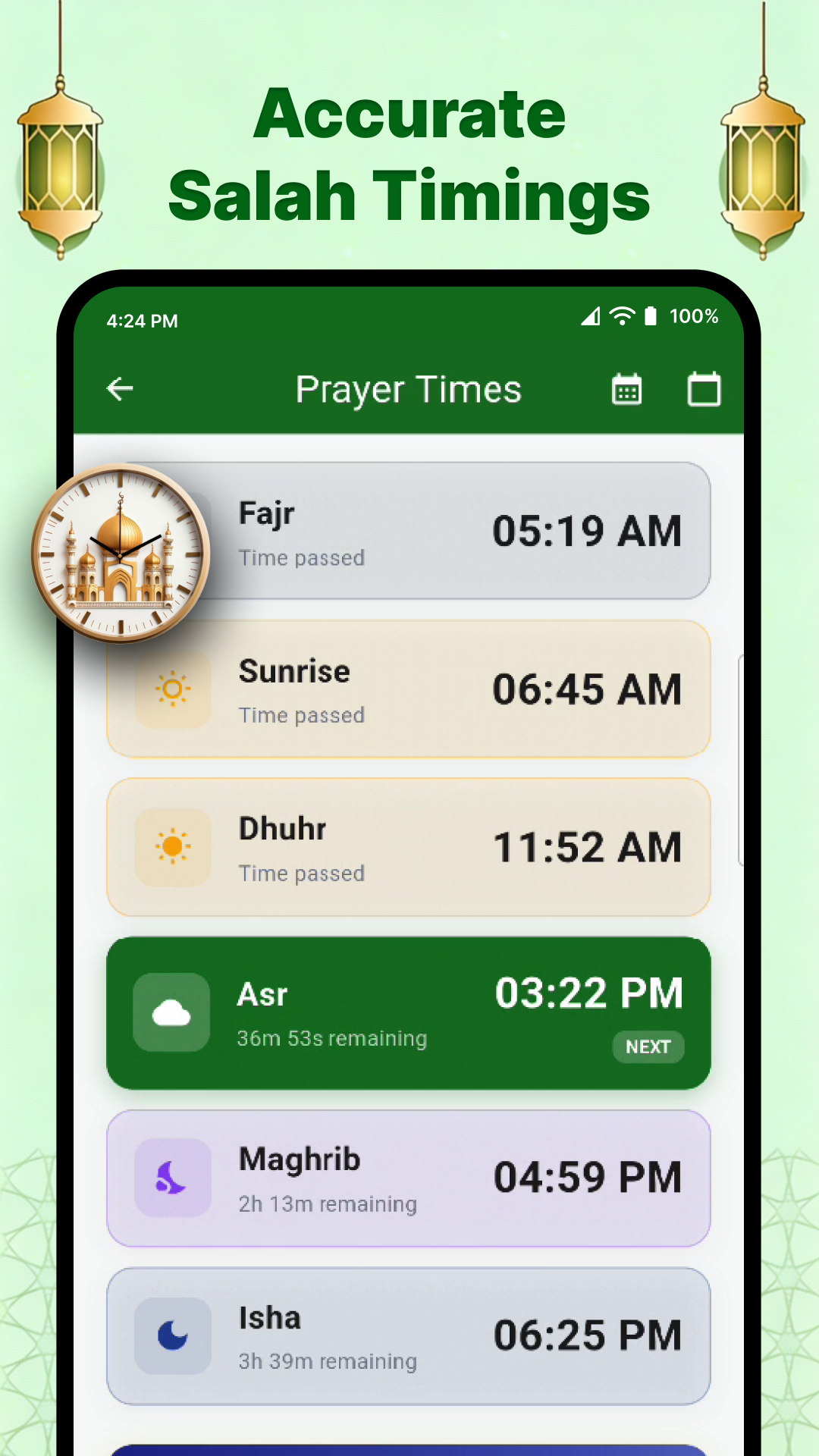 Qibla compass showing accurate direction to Kaaba with GPS location finder